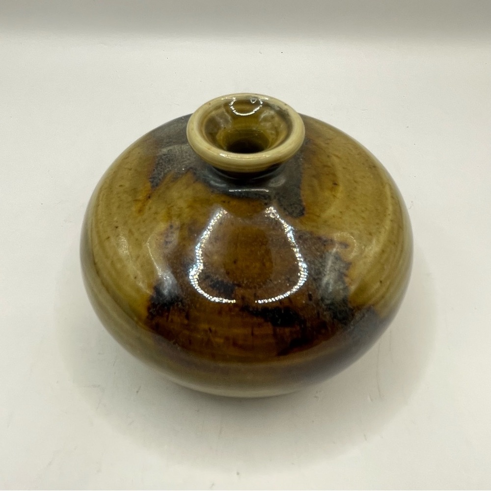 Vtg Studio Art Pottery  Glazed Signed by Artist RA 2.5" Bud  Vase
